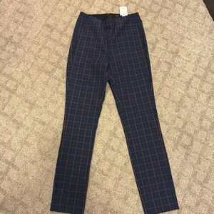 Rag & Bone Simone Cotton High Rise Pants Blue Window Pane Plaid NWT